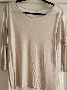Charming Charlie Blush and Cream Scoop Neck Long Sleeve Top